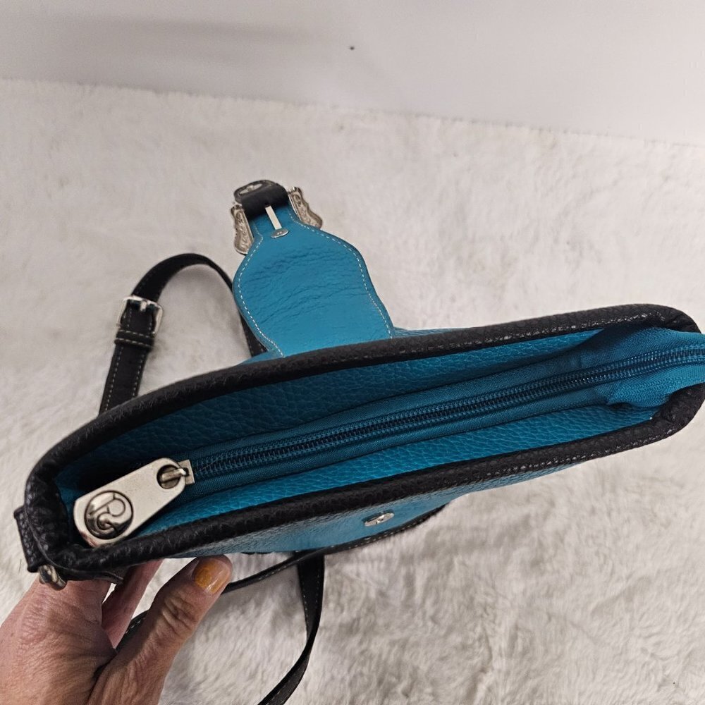 P&G Turquoise Faux Leather Western Bling Rhinestone Crossbody Bag - Picture 10 of 16